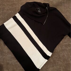 White House Black Market Black and Cream Striped Sweater